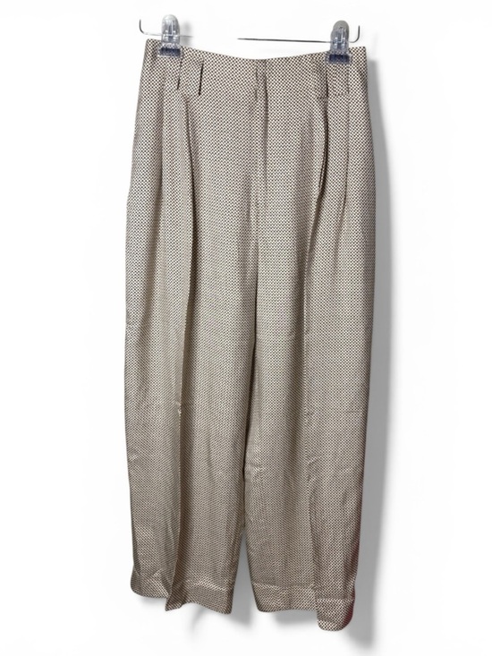 Ellen Tracy Pants - Linda Allard for Ellen Tracy Pleated Silk Pants Women’s 6 Brown Gray Micro Check